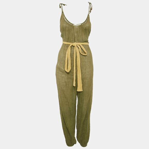 Zimmermann Olive Green Ramie & Cotton Belted Jumpsuit Xs - Picture 1 of 5